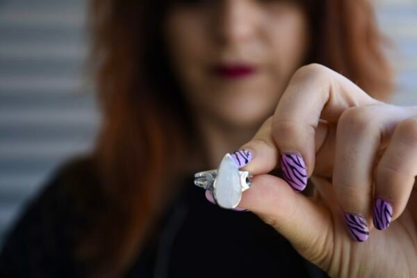 anillo plata piedra luna