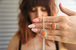 collar plata cornalina naranja colección Bolivia