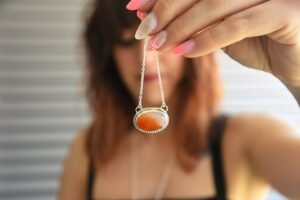 collar corto plata cornalina naranja colección Bolivia